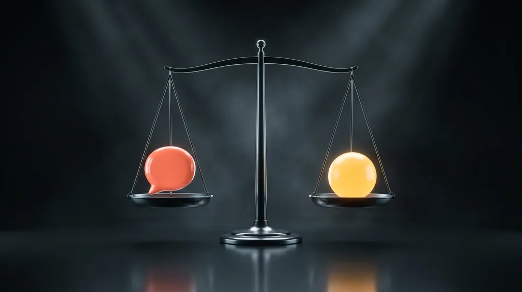 Bilancia 3D in equilibrio tra fumetto corallo e sfera ambra: le regole in chiaro