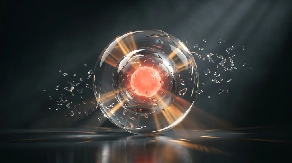 Sfera di cristallo con cuore luminoso corallo: la trasparenza che genera fiducia